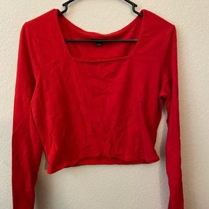 red long sleeved crop top